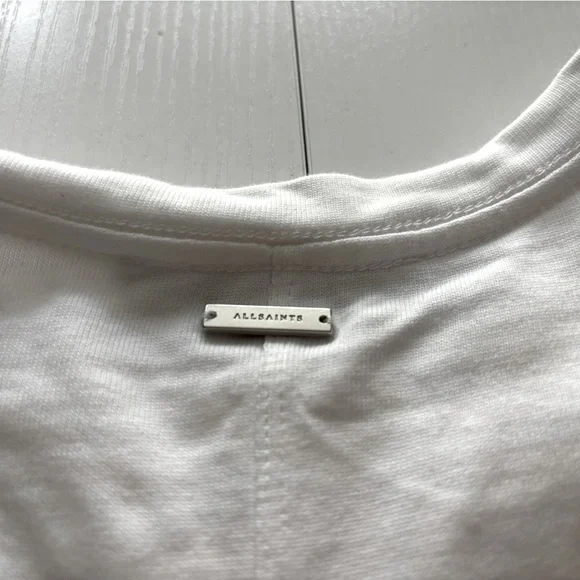 All Saints Rouched Short Sleeve Top In White Size S - Picture 3 of 8
